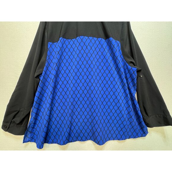 Catherines Womens Button Up Tunic Blouse Shirt Sze 2X Blue Colorblock Streetwear - Picture 10 of 10